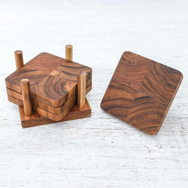 Square Wooden Coasters Set
