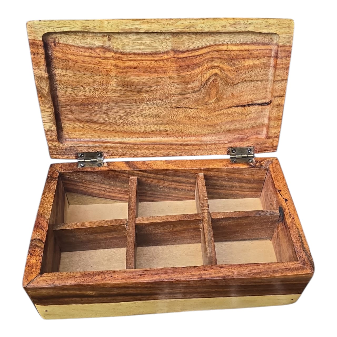 Wooden Tea & Herb Organizer Box β 6 Compartments