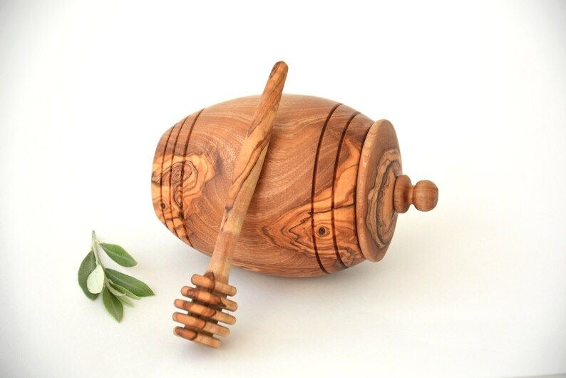 Barilo – Handcrafted Wooden Honey Jar with Dipper