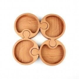 PuzzleBowl – Interlocking Wooden Snack Tray Set