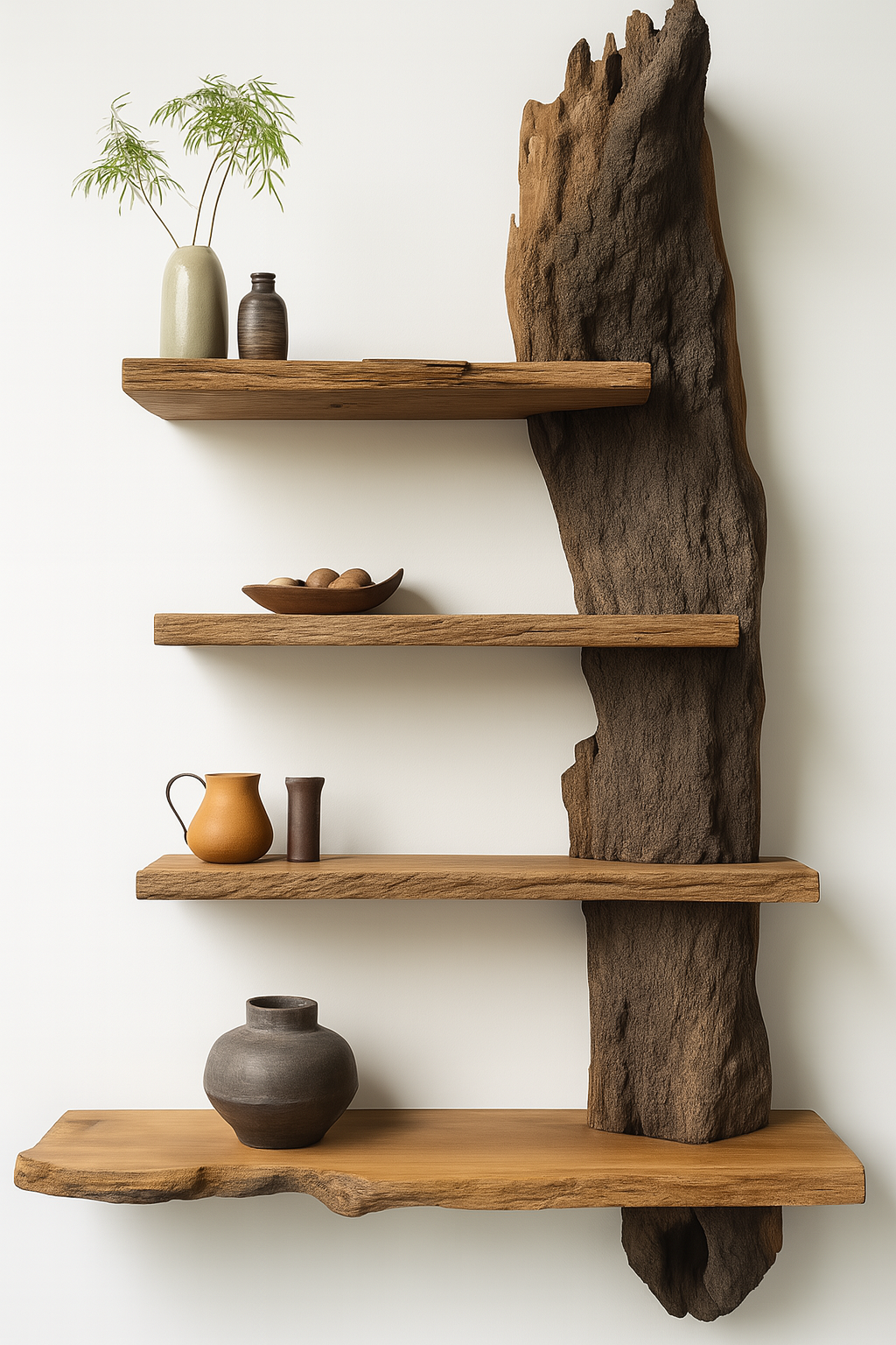 Rustic Nature Wall Shelf – Natural Edge Wood Display