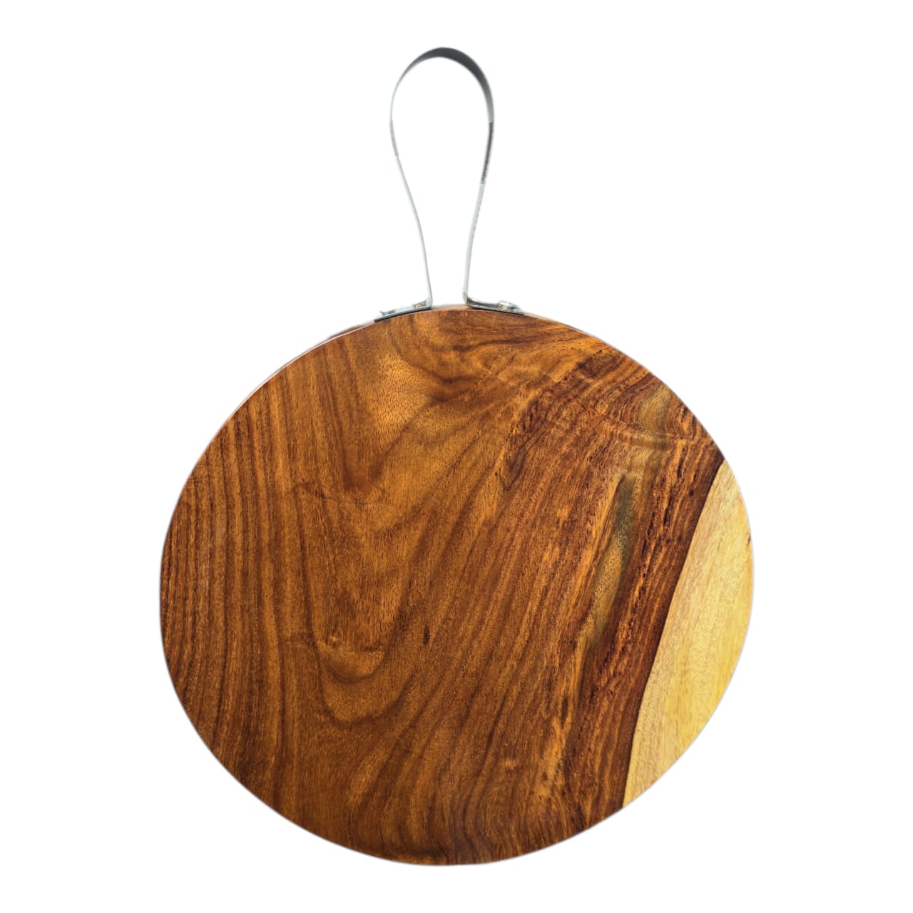 Round Wooden Cutting Board with Stainless Steel Handle