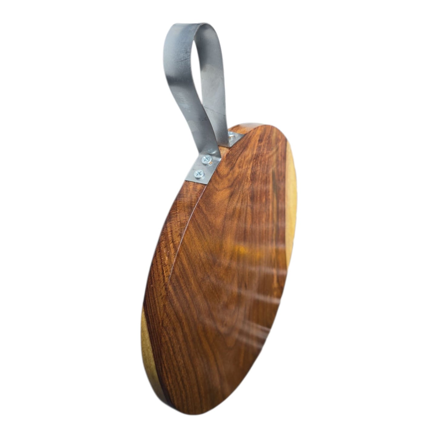 Round Wooden Cutting Board with Stainless Steel Handle