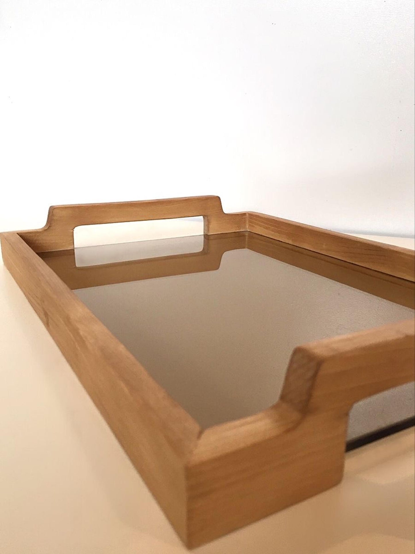 Glass Base Wooden Serving Tray