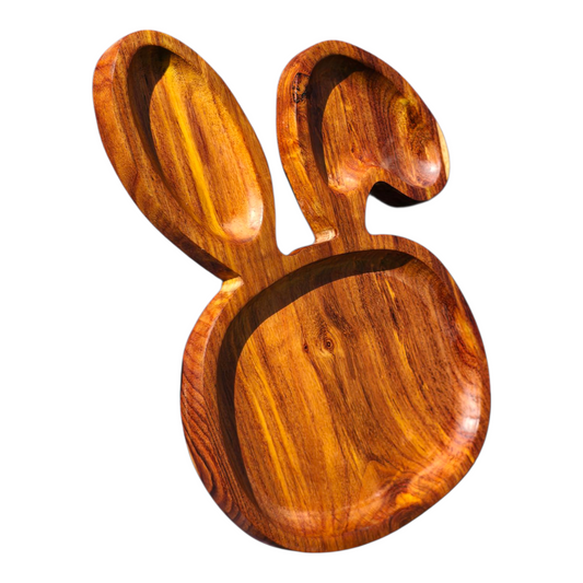 Bunny-Shaped Wooden Kids Plate
